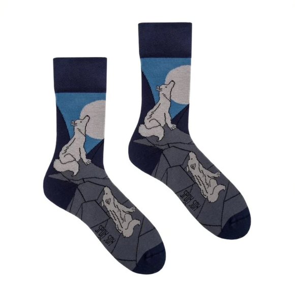 Howling Wolf Mismatched Socks - Picture 1 of 3